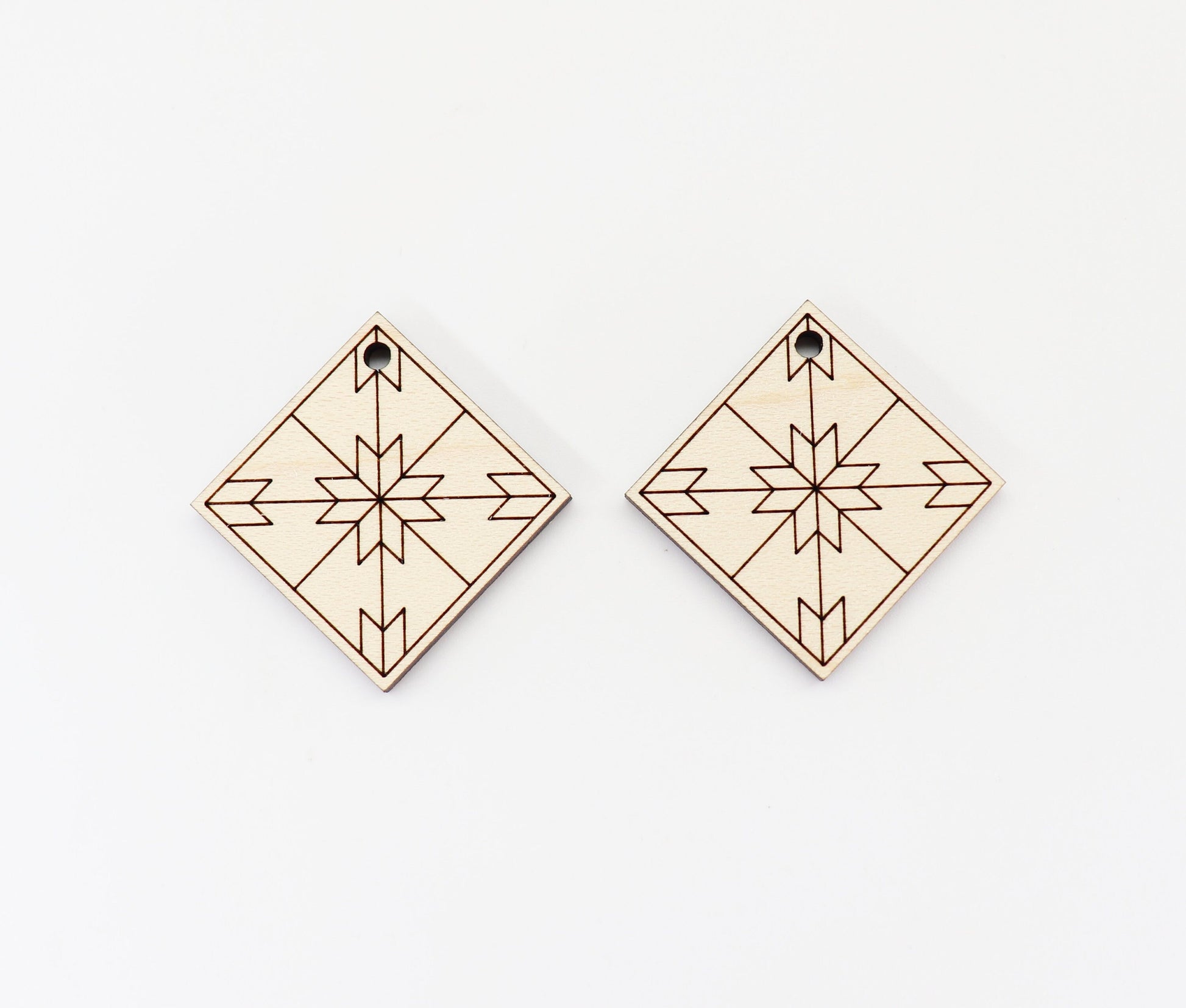 Barn quilt wood earring blanks, wood earring blanks, sold per set