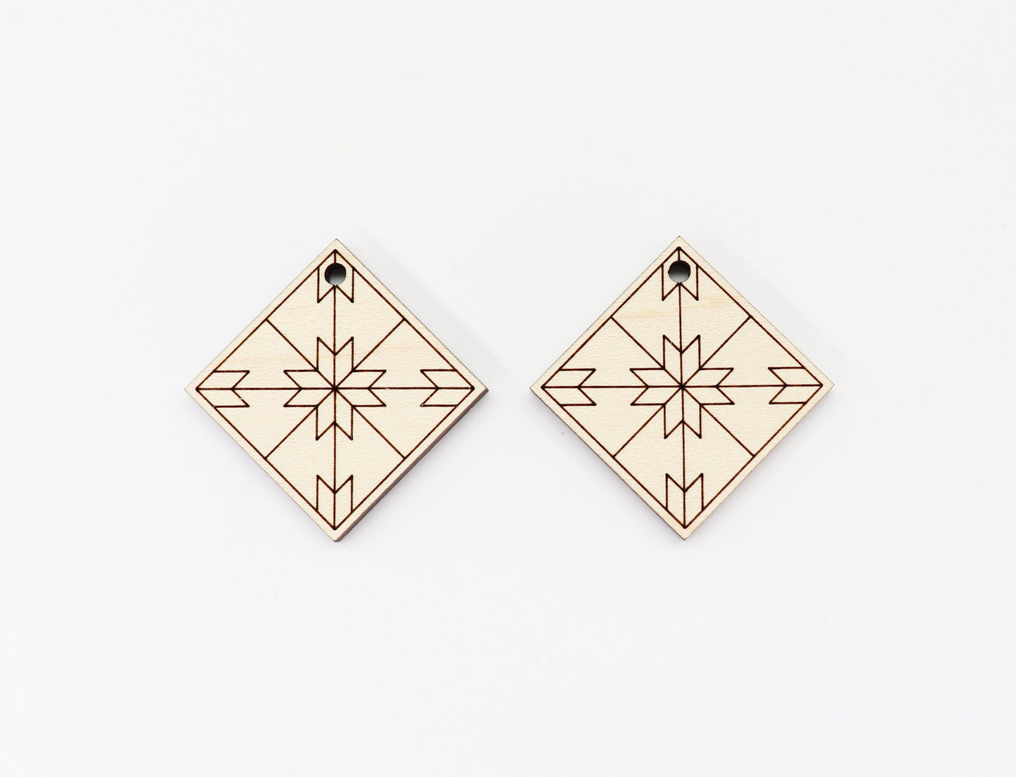 Barn quilt wood earring blanks, wood earring blanks, sold per set