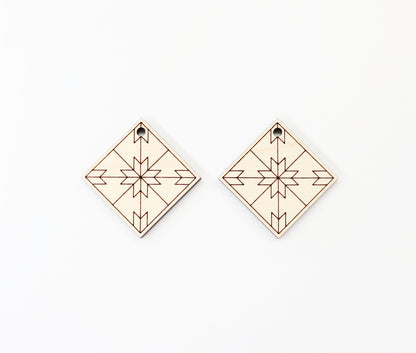 Barn quilt wood earring blanks, wood earring blanks, sold per set