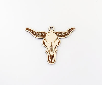 Bull skull Keychain blank, wood blanks, wood cutouts