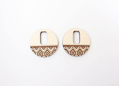 Round Aztec pattern earring blanks, laser cut blanks