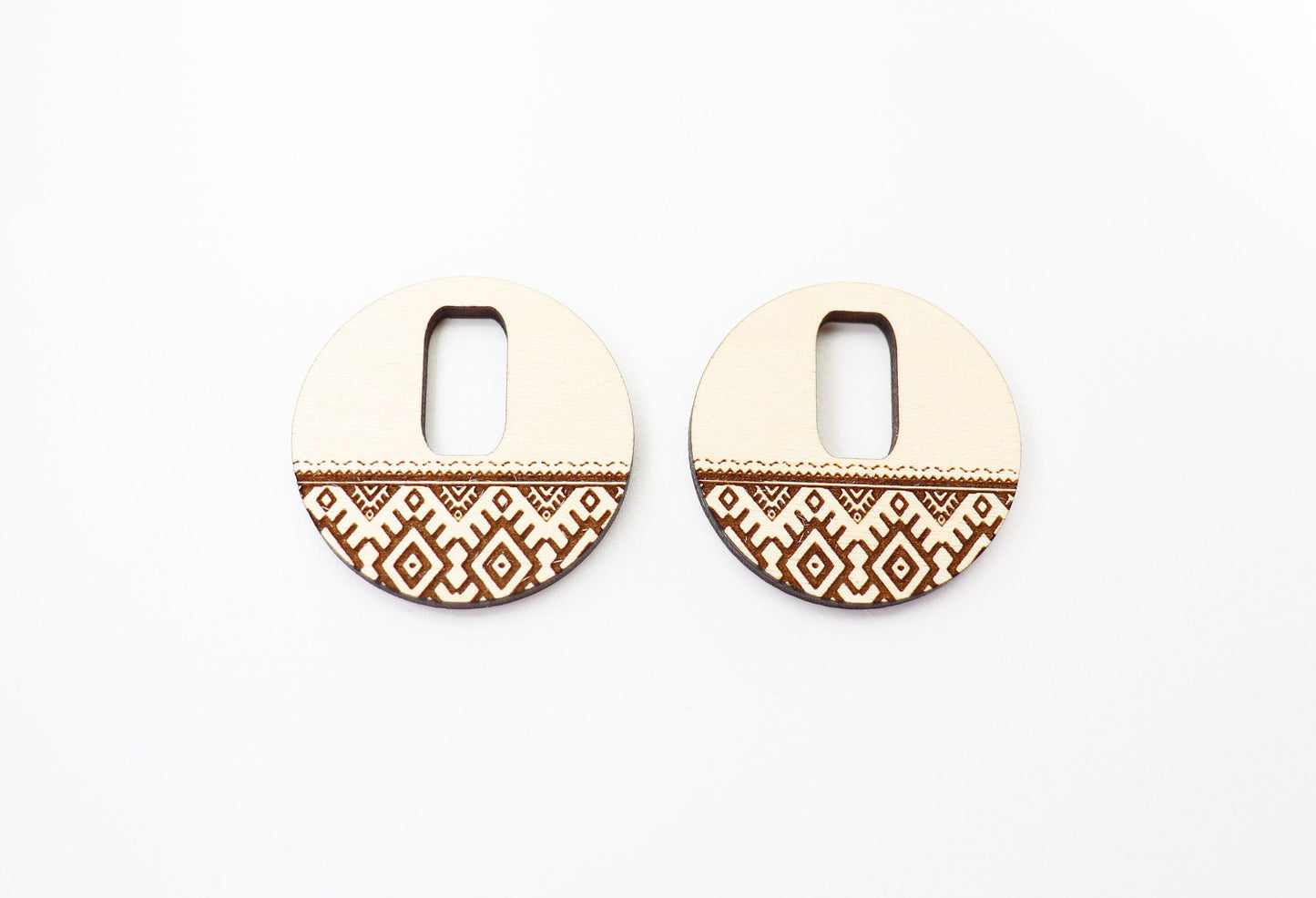 Round Aztec pattern earring blanks, laser cut blanks