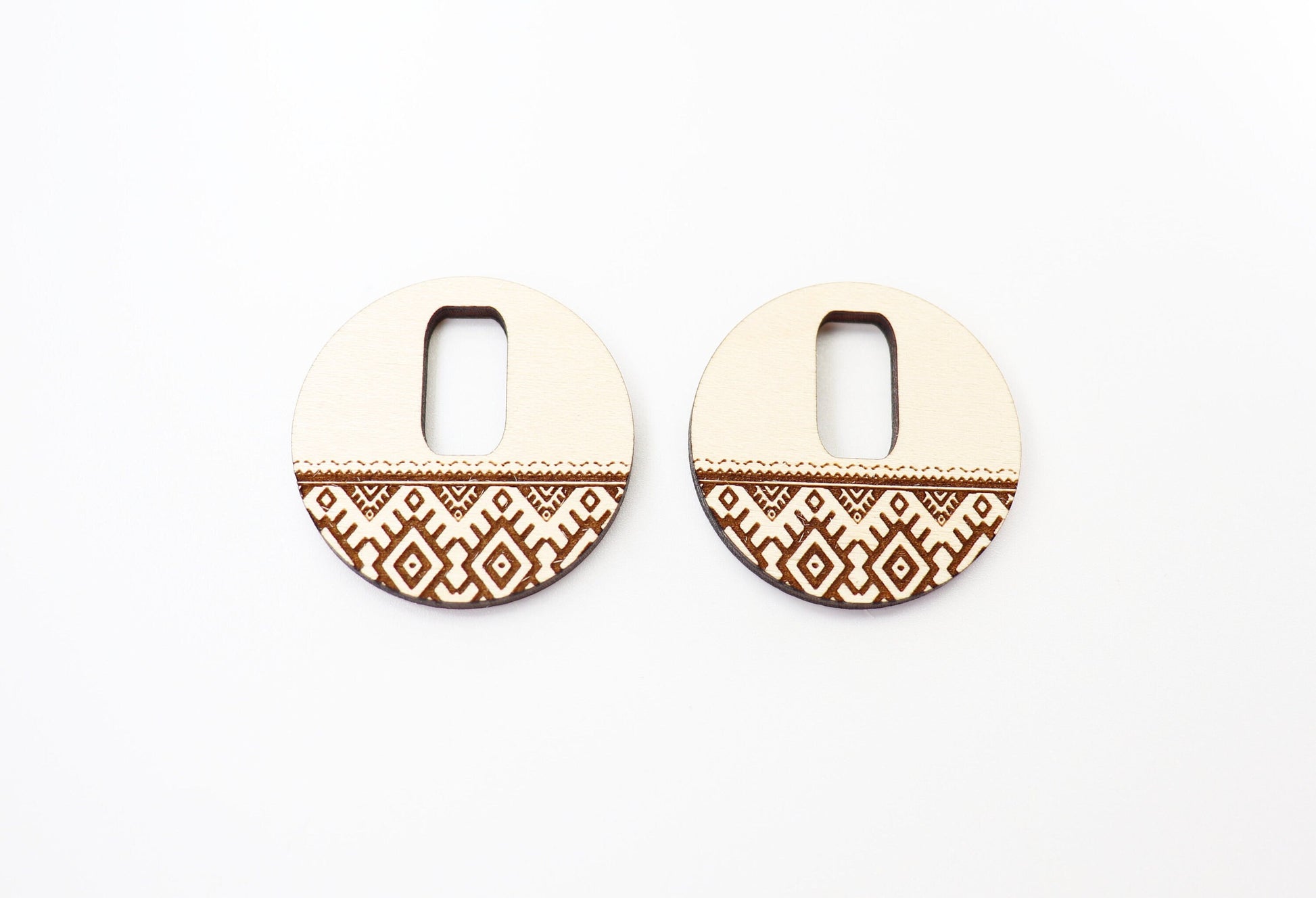 Round Aztec pattern earring blanks, laser cut blanks