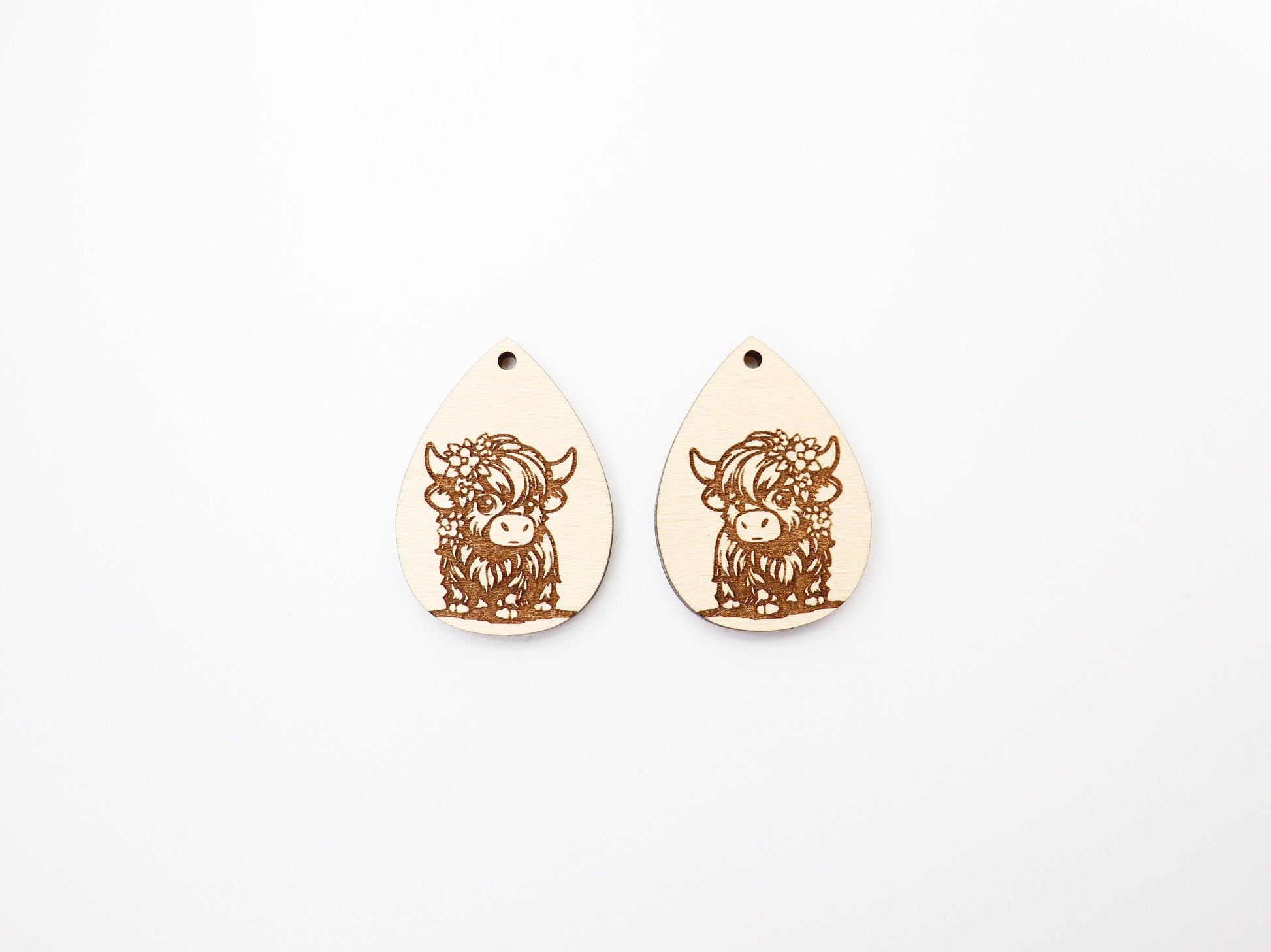 Highland cow earrings, earring blanks, wood cutouts