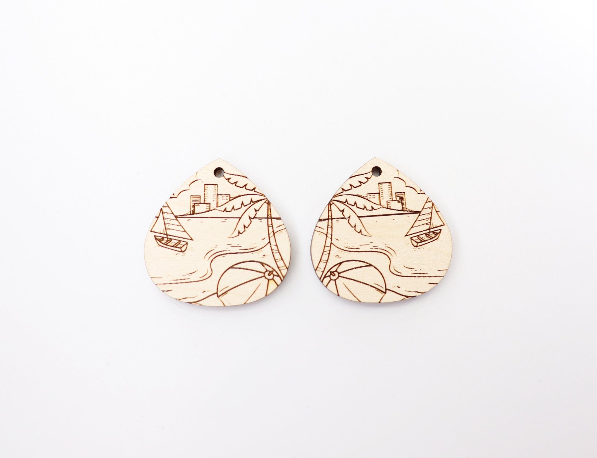 Beach scene earring blanks, wood earring blanks, DIY earrings