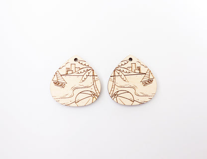 Beach scene earring blanks, wood earring blanks, DIY earrings