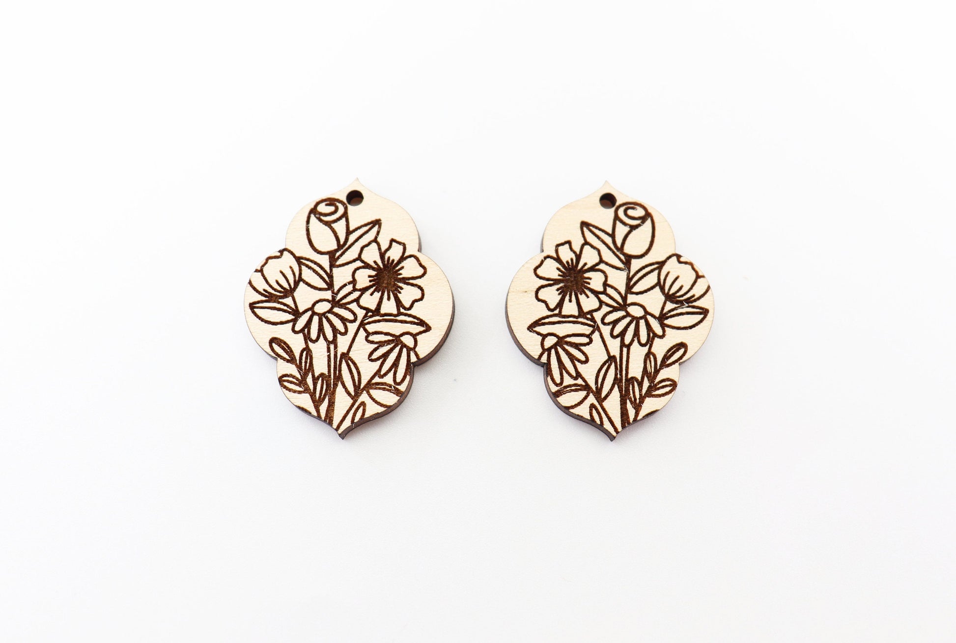 Floral earring blanks, wood earring blanks, DIY earrings