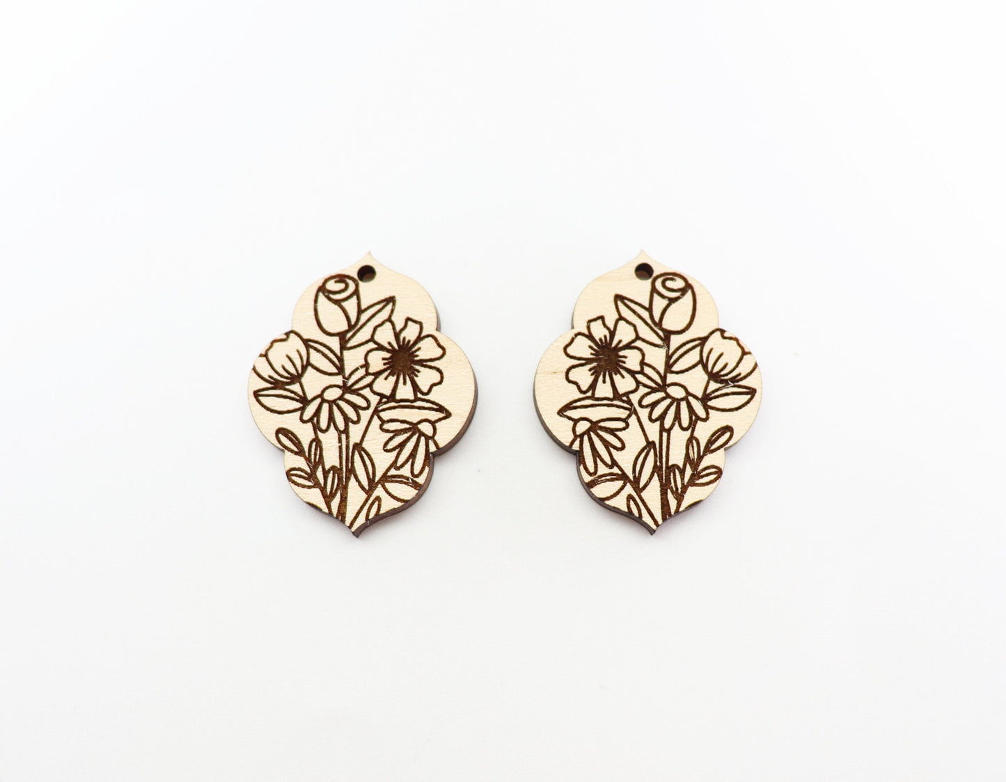 Floral earring blanks, wood earring blanks, DIY earrings