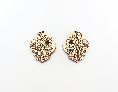 Floral earring blanks, wood earring blanks, DIY earrings