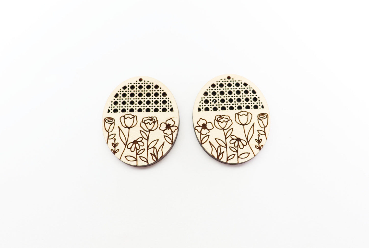 Flower Rattan wood earring blanks, laser cut blanks