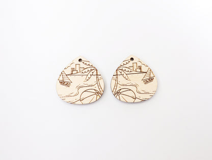 Beach scene earring blanks, wood earring blanks, DIY earrings