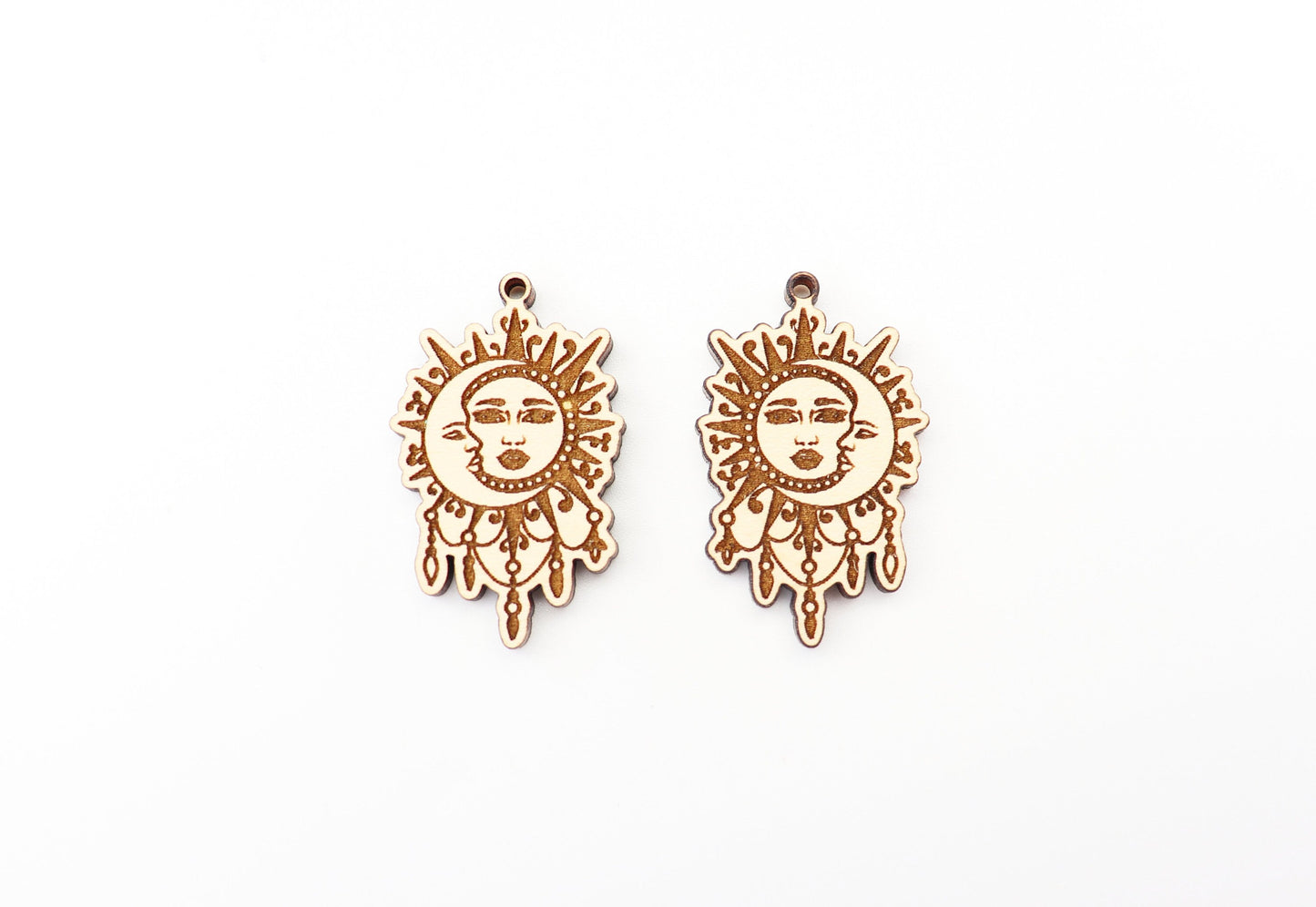 Sun and moon earrings, wood earring blanks