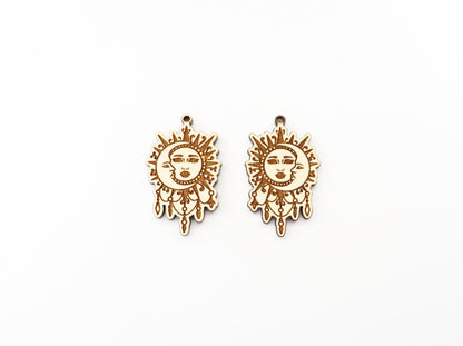 Sun and moon earrings, wood earring blanks