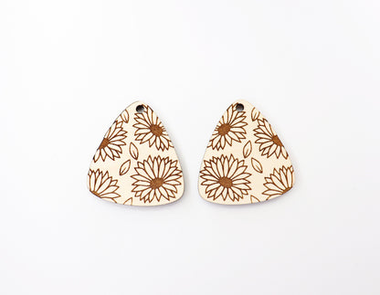 Flower wood earring blanks, earring blanks, wood cutouts