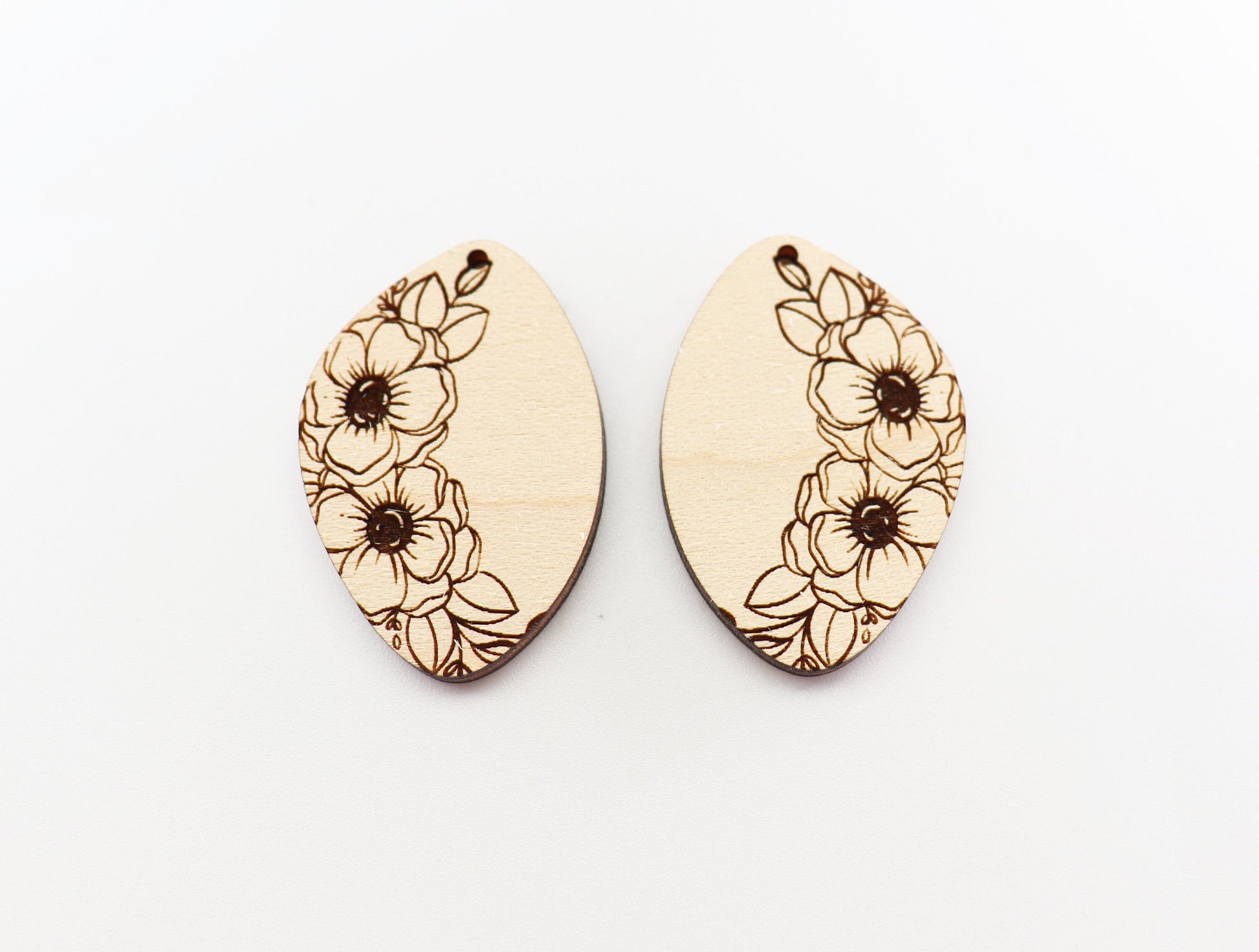 Floral earring blanks, wood blanks