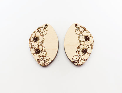 Floral earring blanks, wood blanks