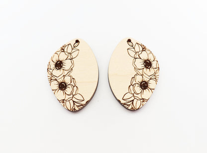 Floral earring blanks, wood blanks