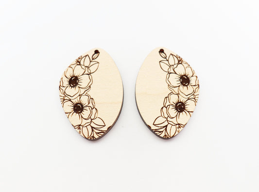 Floral earring blanks, wood blanks