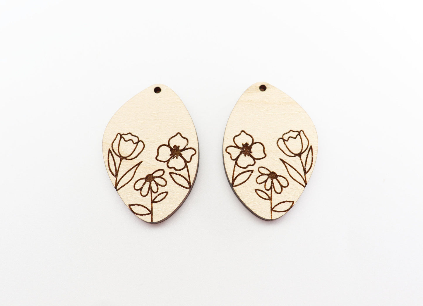 Floral earring blanks, wood blanks