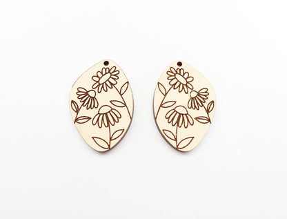 Floral earring blanks, wood blanks