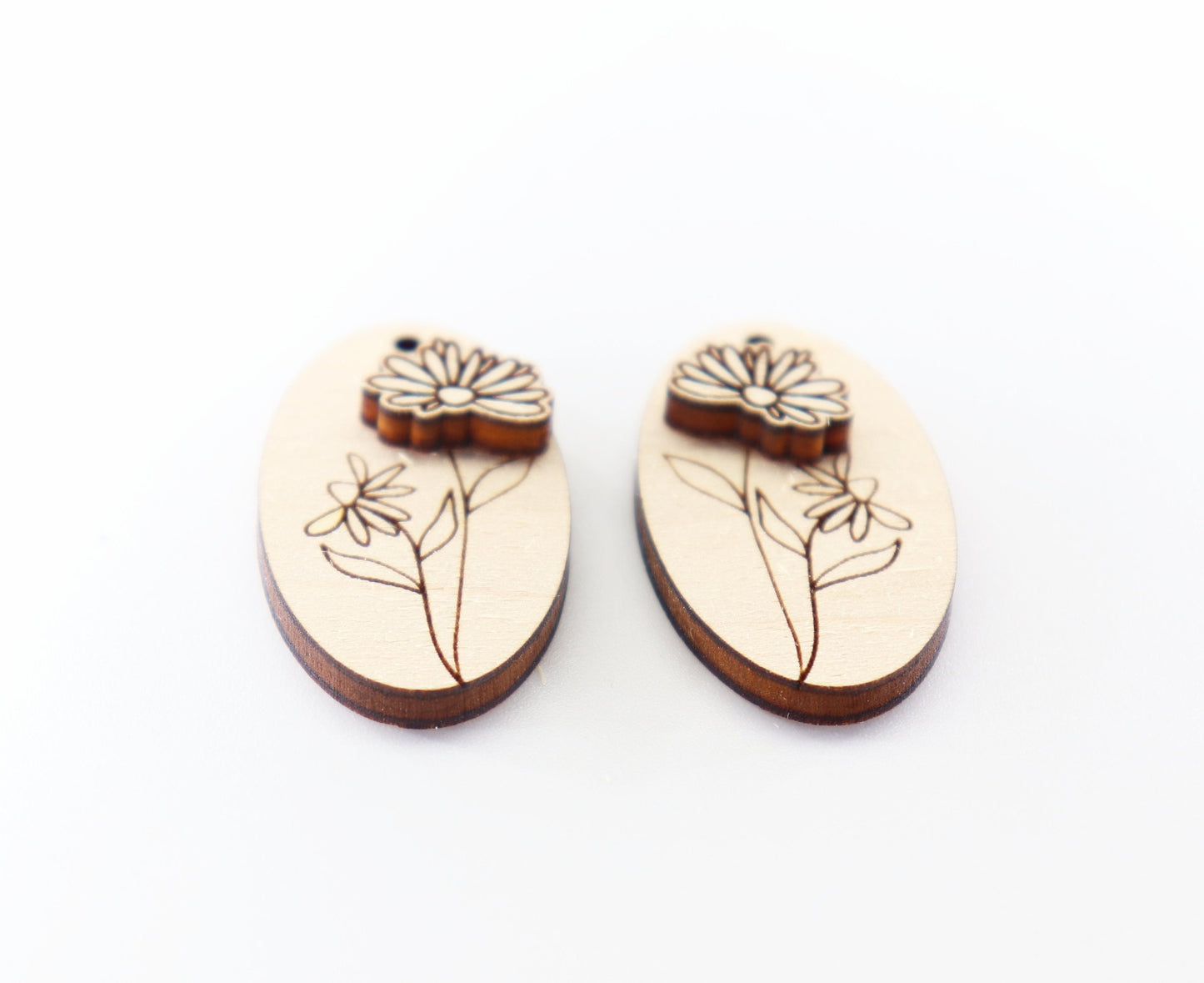 2 Piece layered flower blanks, earring blanks, wood cutouts