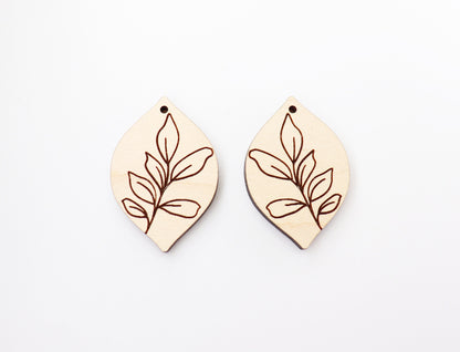 Leaf earring blanks, wood earrings