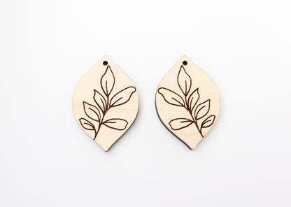 Leaf earring blanks, wood earrings