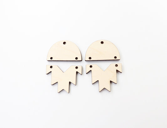 Aztec shaped earrings, earring blanks