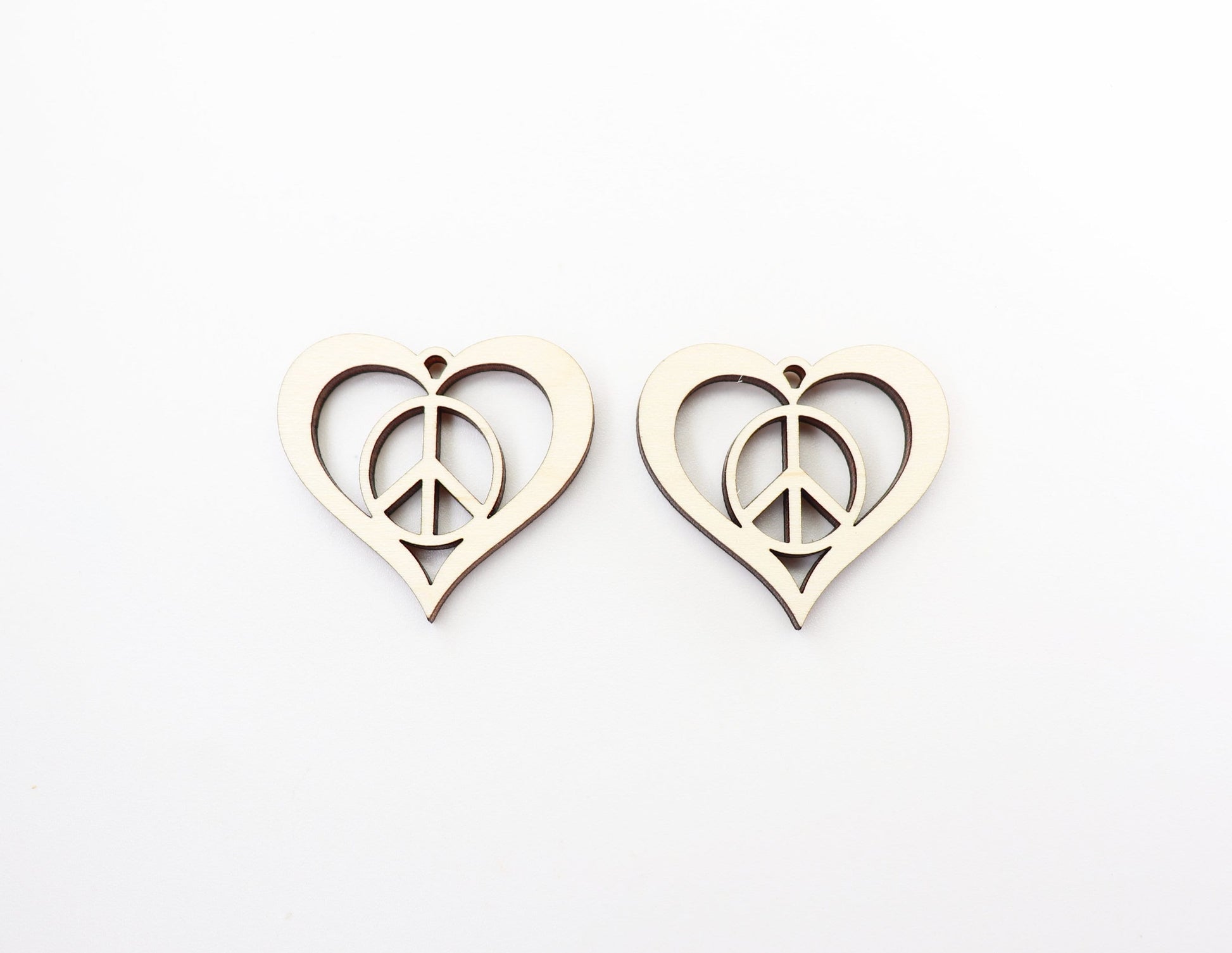 Peace and love earrings, wood earring blanks