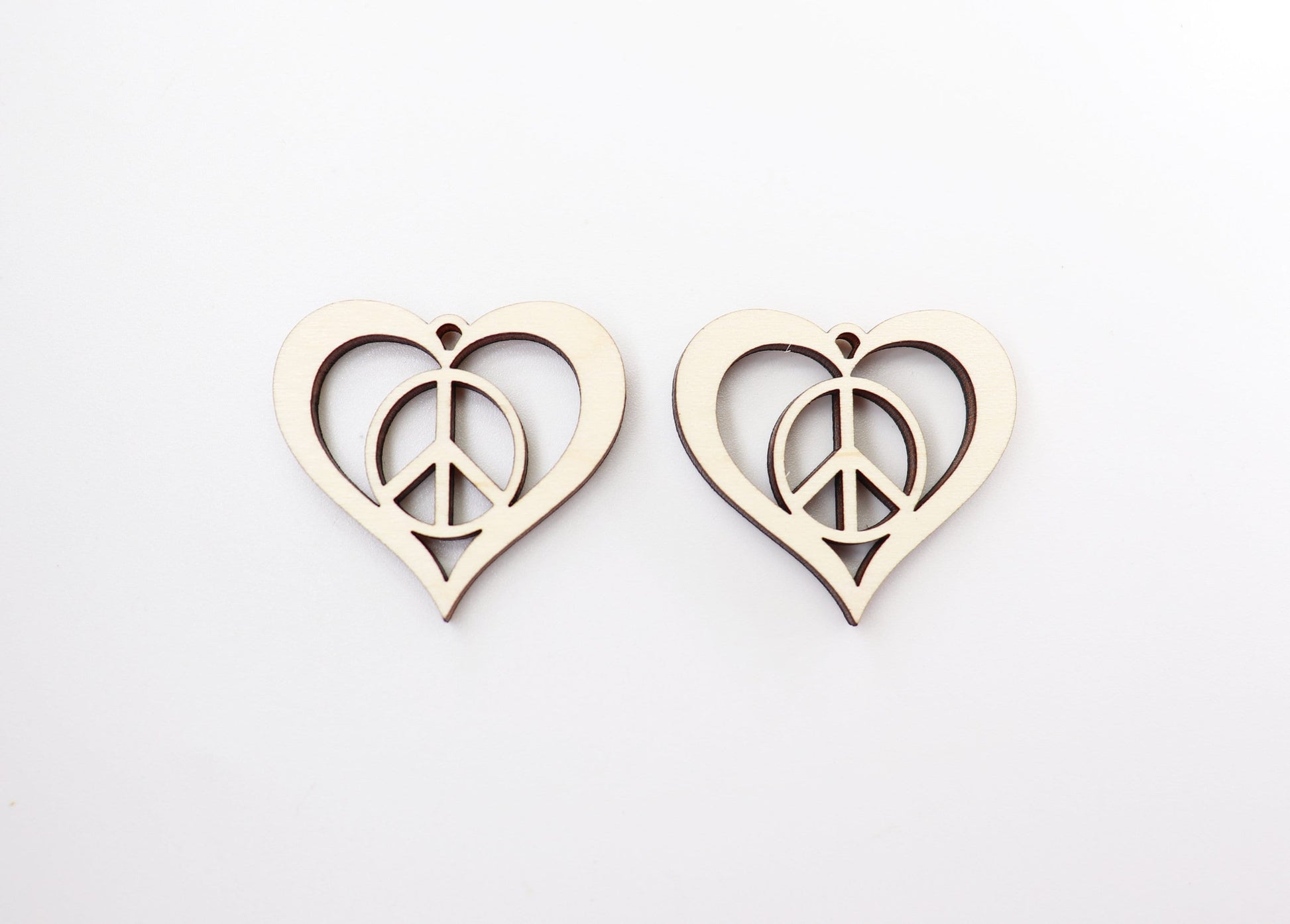 Peace and love earrings, wood earring blanks