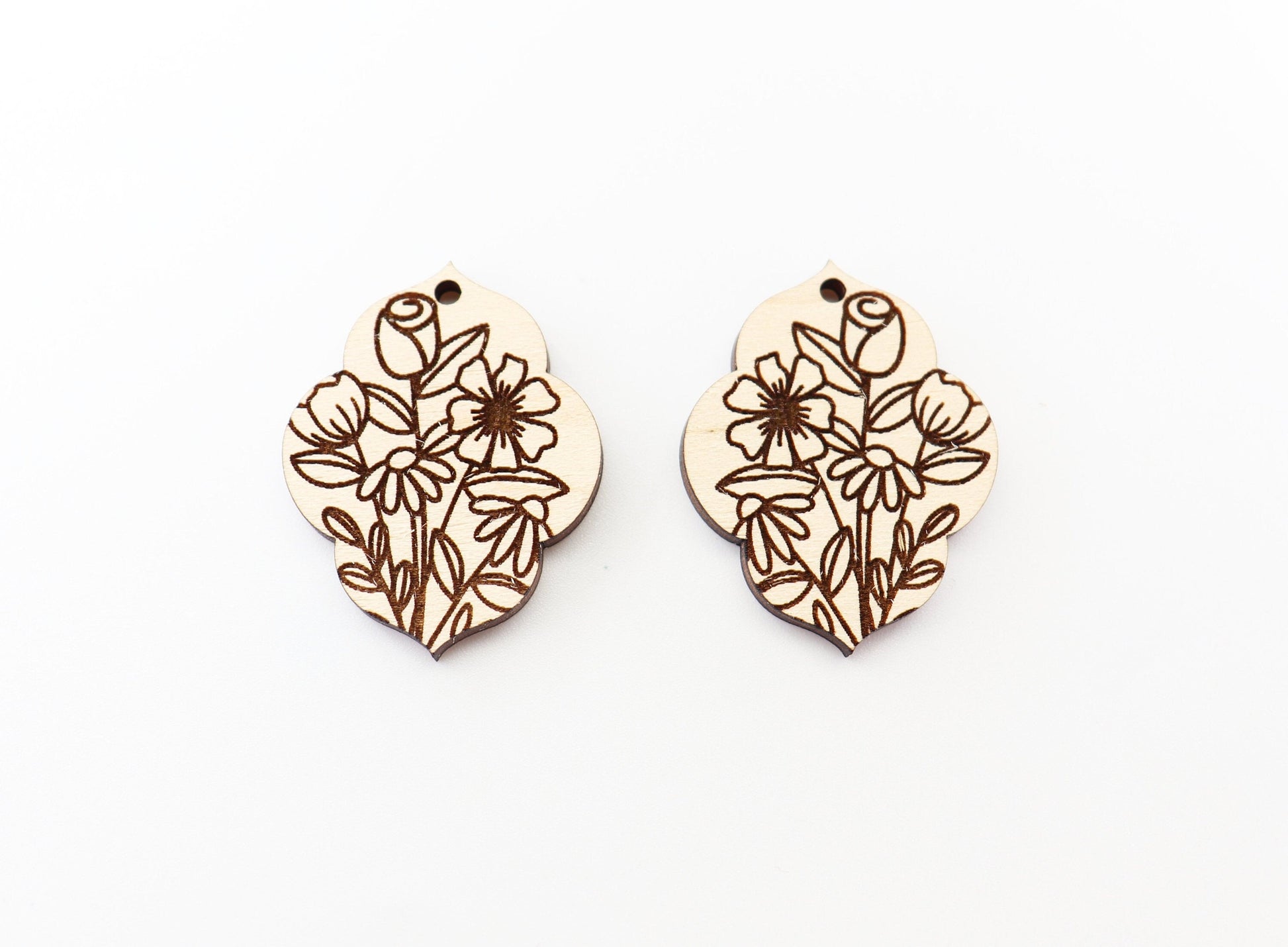 Floral earring blanks, wood earring blanks, DIY earrings