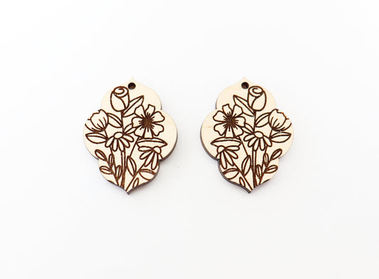 Floral earring blanks, wood earring blanks, DIY earrings