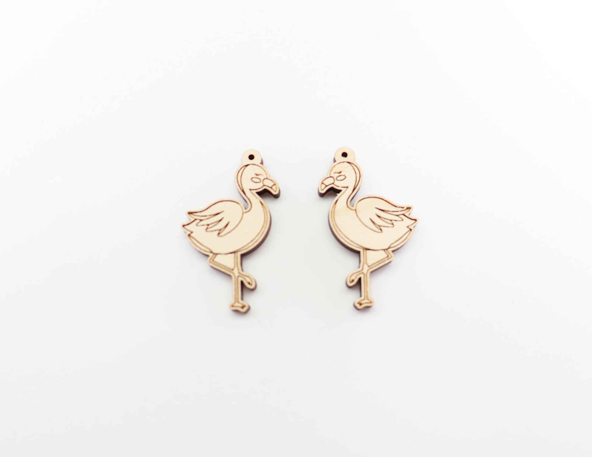 Flamingo earrings, earring blanks, wood cutouts