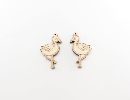 Flamingo earrings, earring blanks, wood cutouts