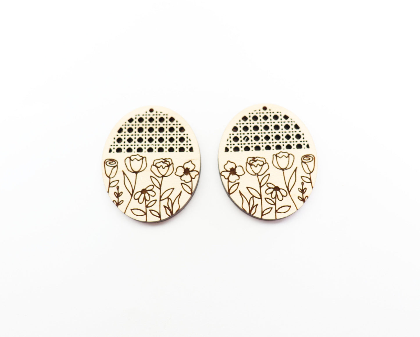 Flower Rattan wood earring blanks, laser cut blanks