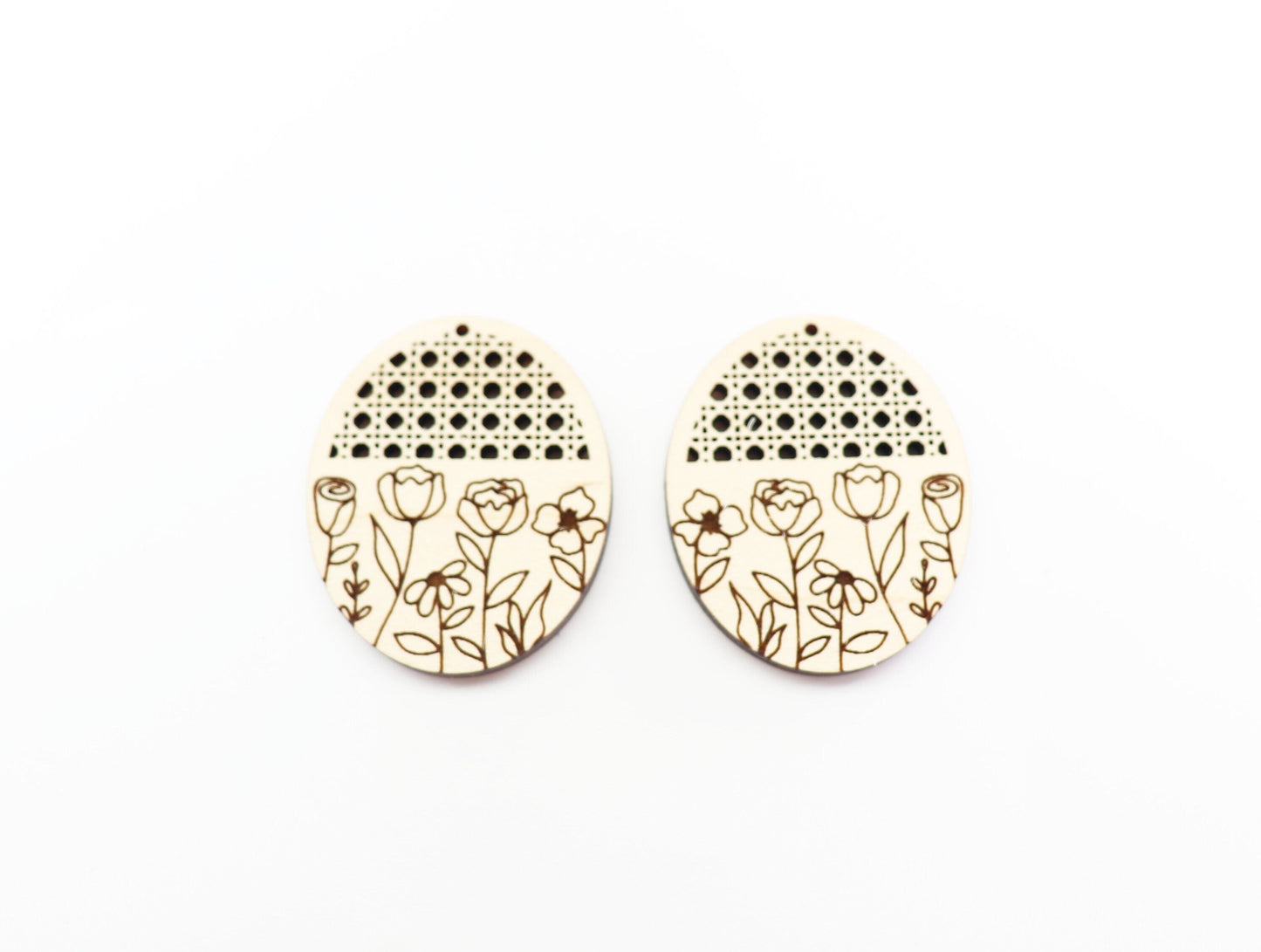 Flower Rattan wood earring blanks, laser cut blanks