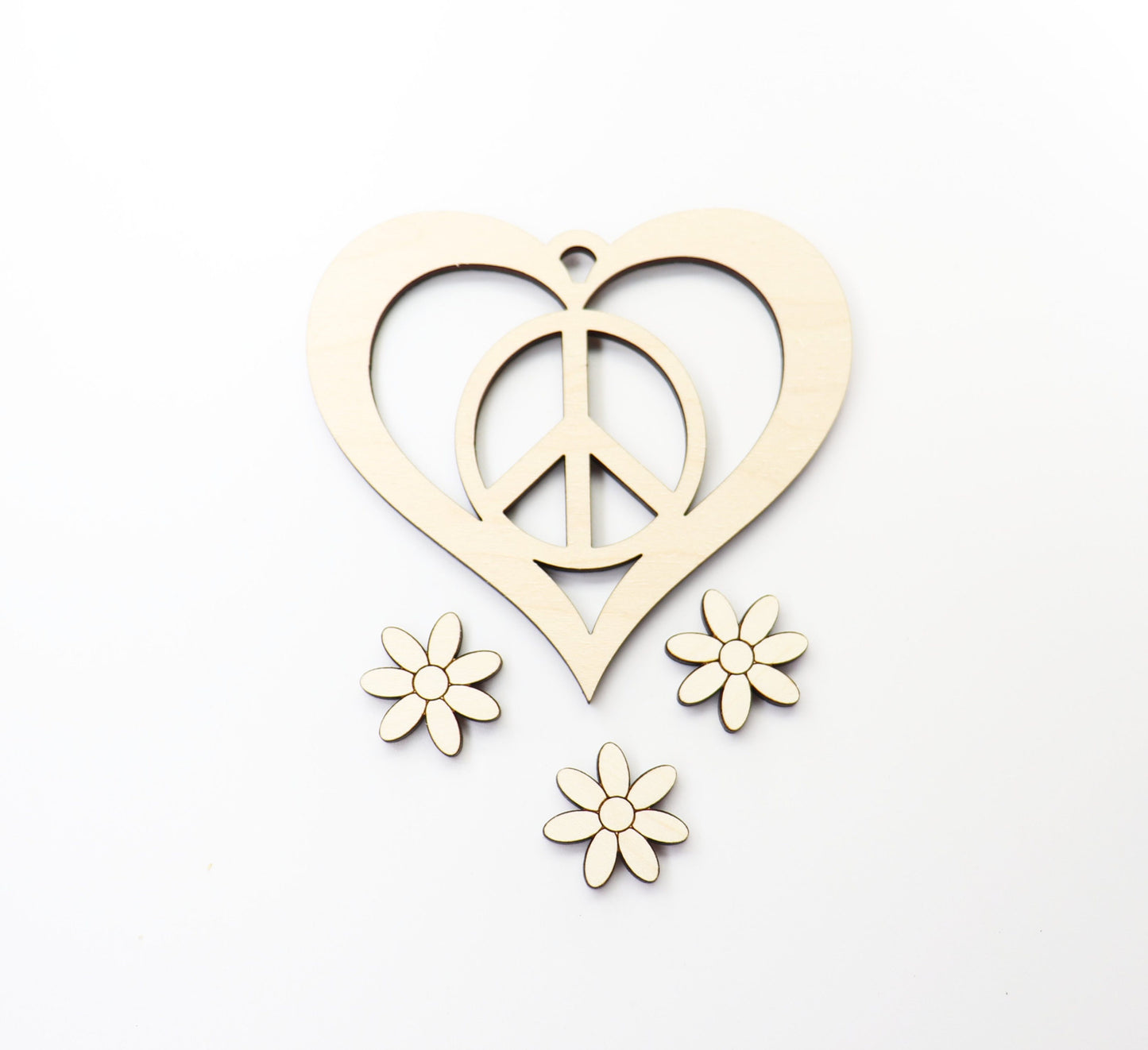 Floral peace Car charm blank, wood blanks