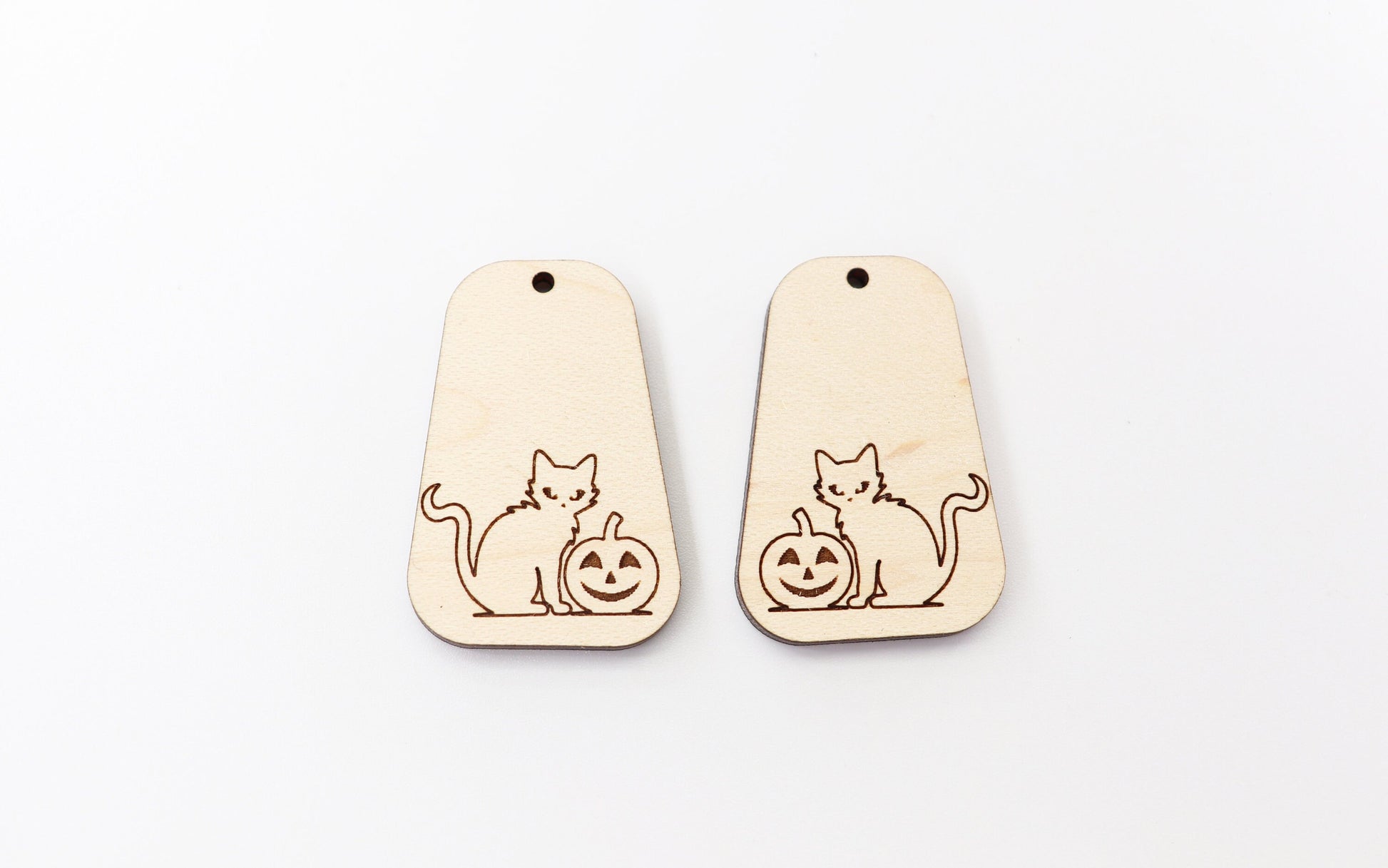 Pumpkin and cat earring blanks, wood blanks