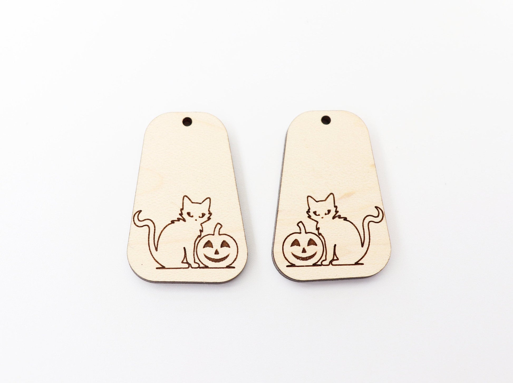 Pumpkin and cat earring blanks, wood blanks