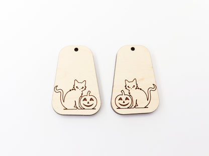 Pumpkin and cat earring blanks, wood blanks