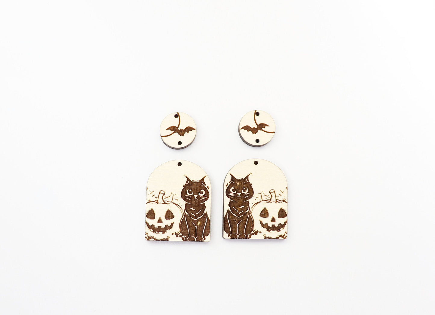 Cat and Pumpkin earring blanks, wood blanks