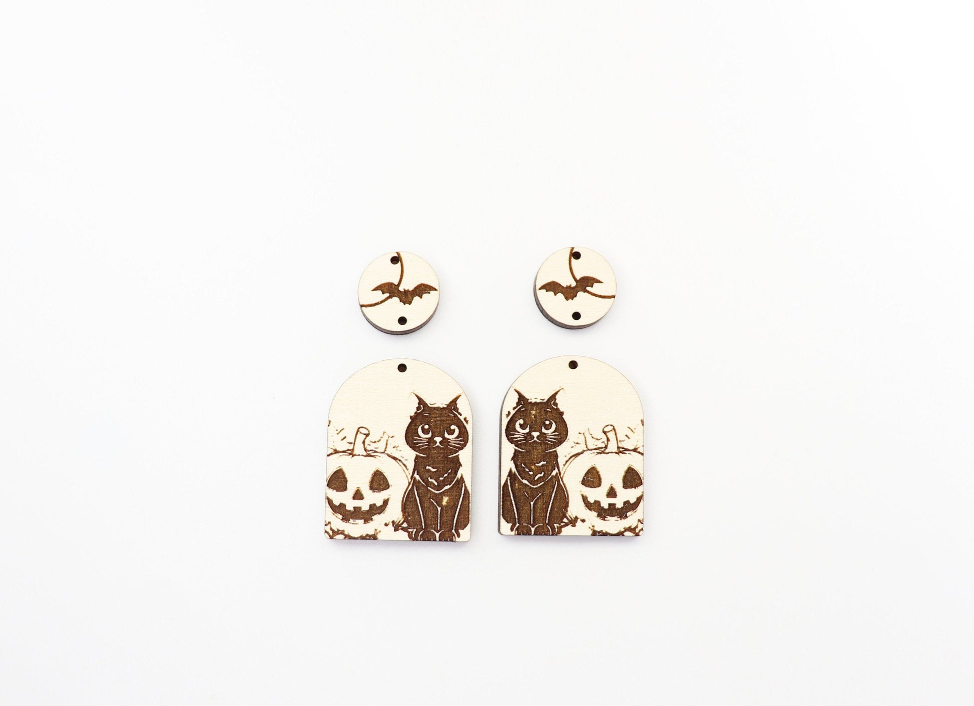 Cat and Pumpkin earring blanks, wood blanks