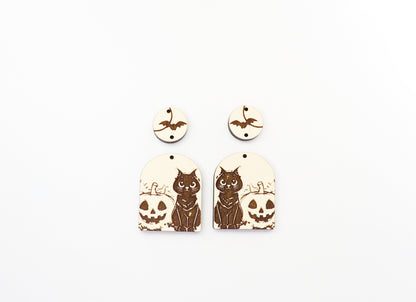 Cat and Pumpkin earring blanks, wood blanks