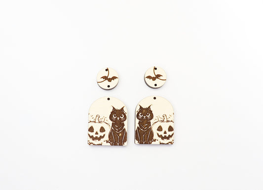 Cat and Pumpkin earring blanks, wood blanks