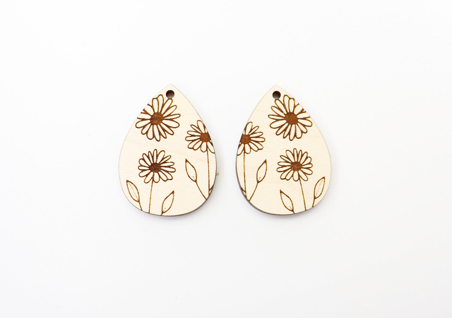 Floral earring blanks, wood earring blanks, DIY earrings, earring blanks