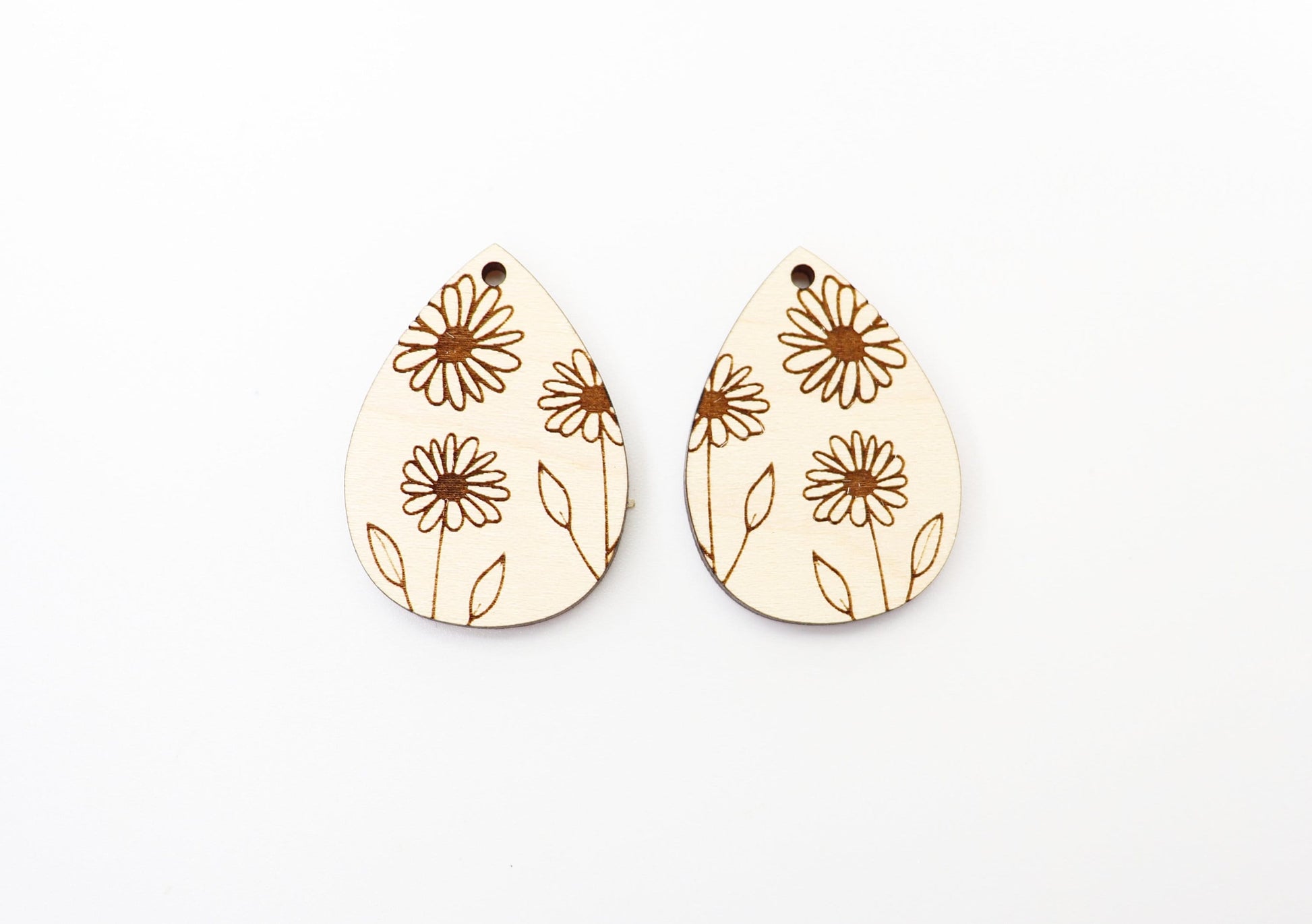 Floral earring blanks, wood earring blanks, DIY earrings, earring blanks