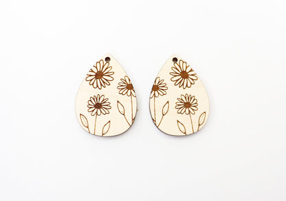 Floral earring blanks, wood earring blanks, DIY earrings, earring blanks