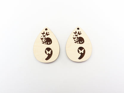 Semicolon wood blanks, earring blanks