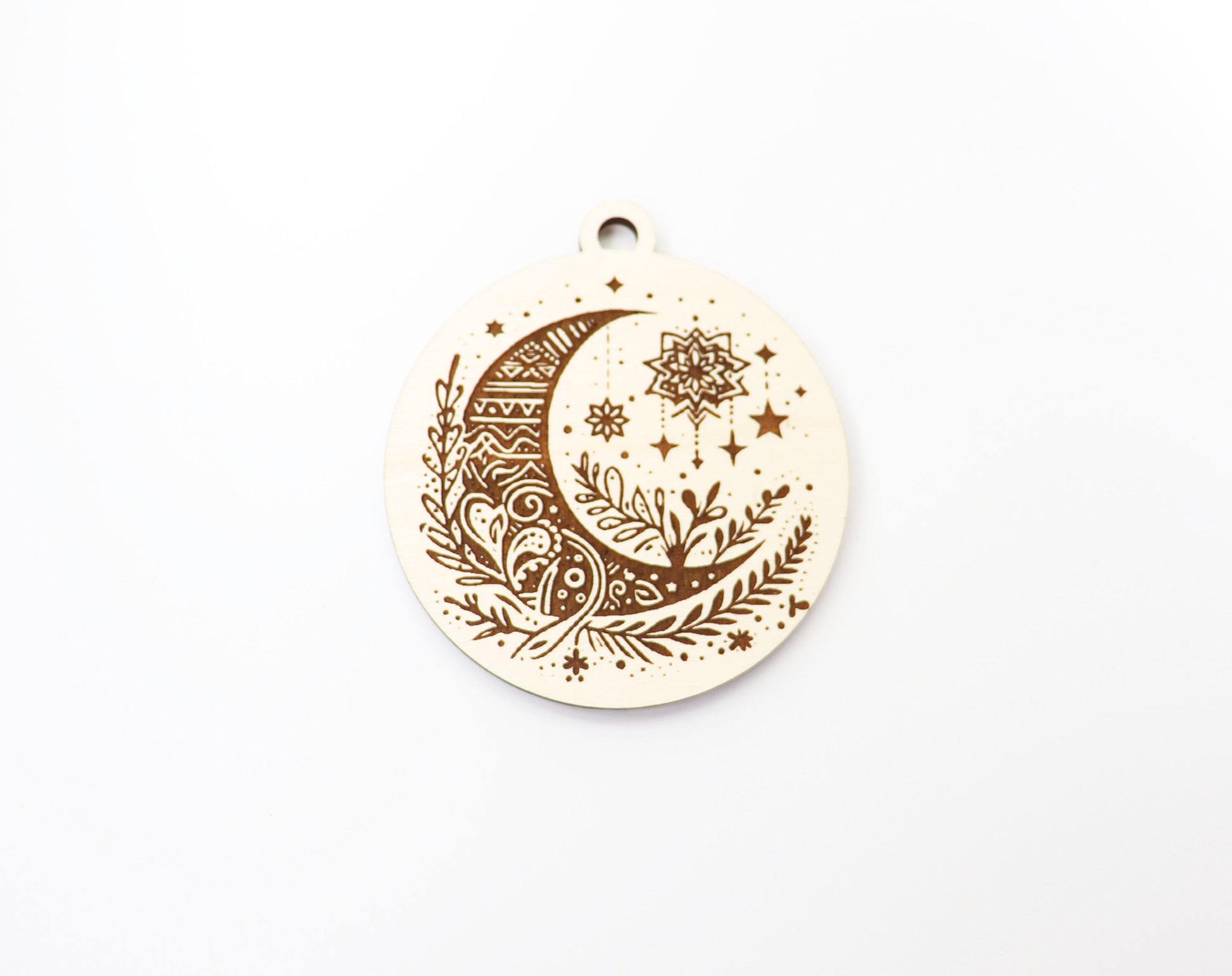 Moon car charm blank, wood blanks