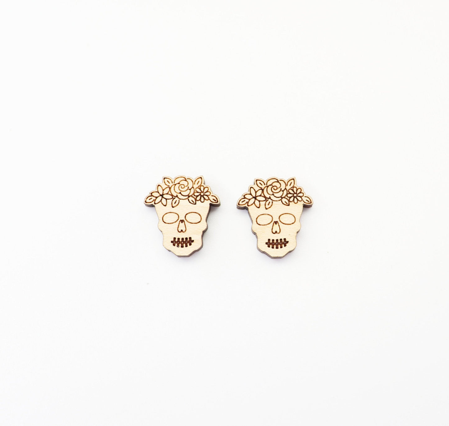 Skull wood blanks, wood studs, earring blanks